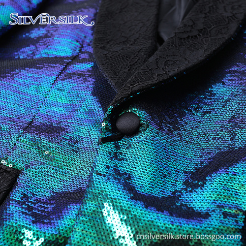 Adult Shawl Collar Reversible Sequins Jacket Men's Coats